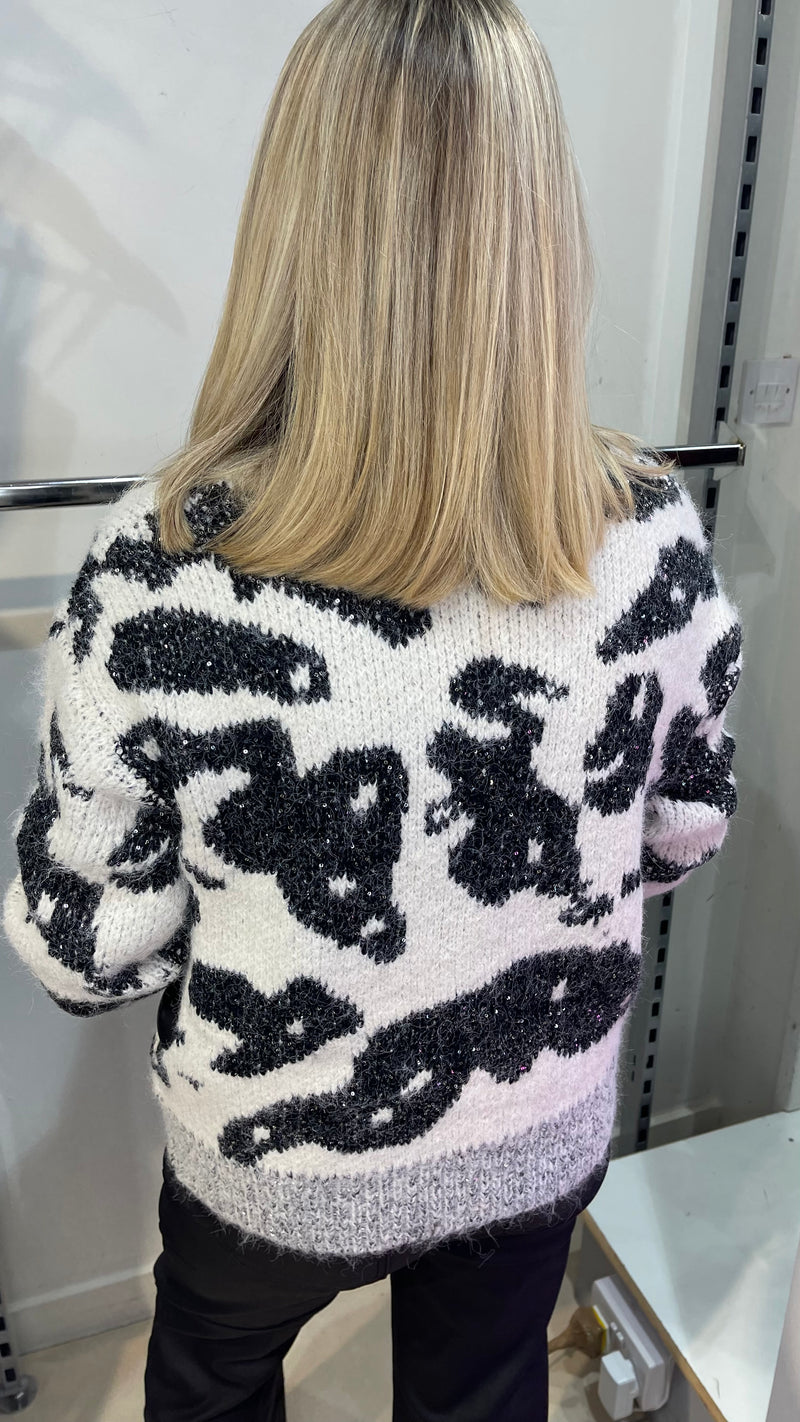 Ayda - Charcoal/Cream Lurex Thread Jumper