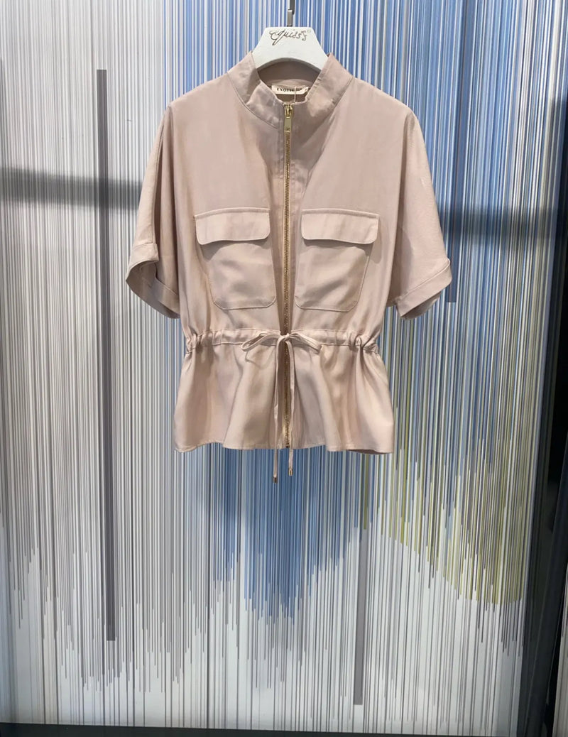 Mandy - Beige Zip Pocket Lightweight Jacket
