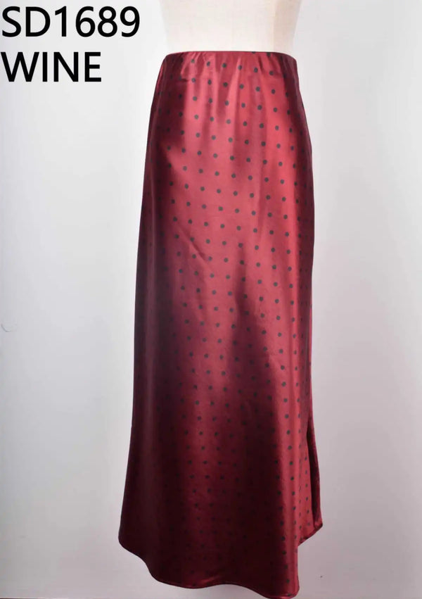 Paris - Wine Polka Dot Midi Skirt