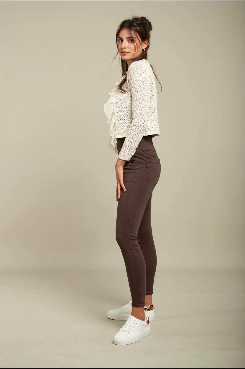 Lisa - Chocolate Brown Stretch High Waist Jeans