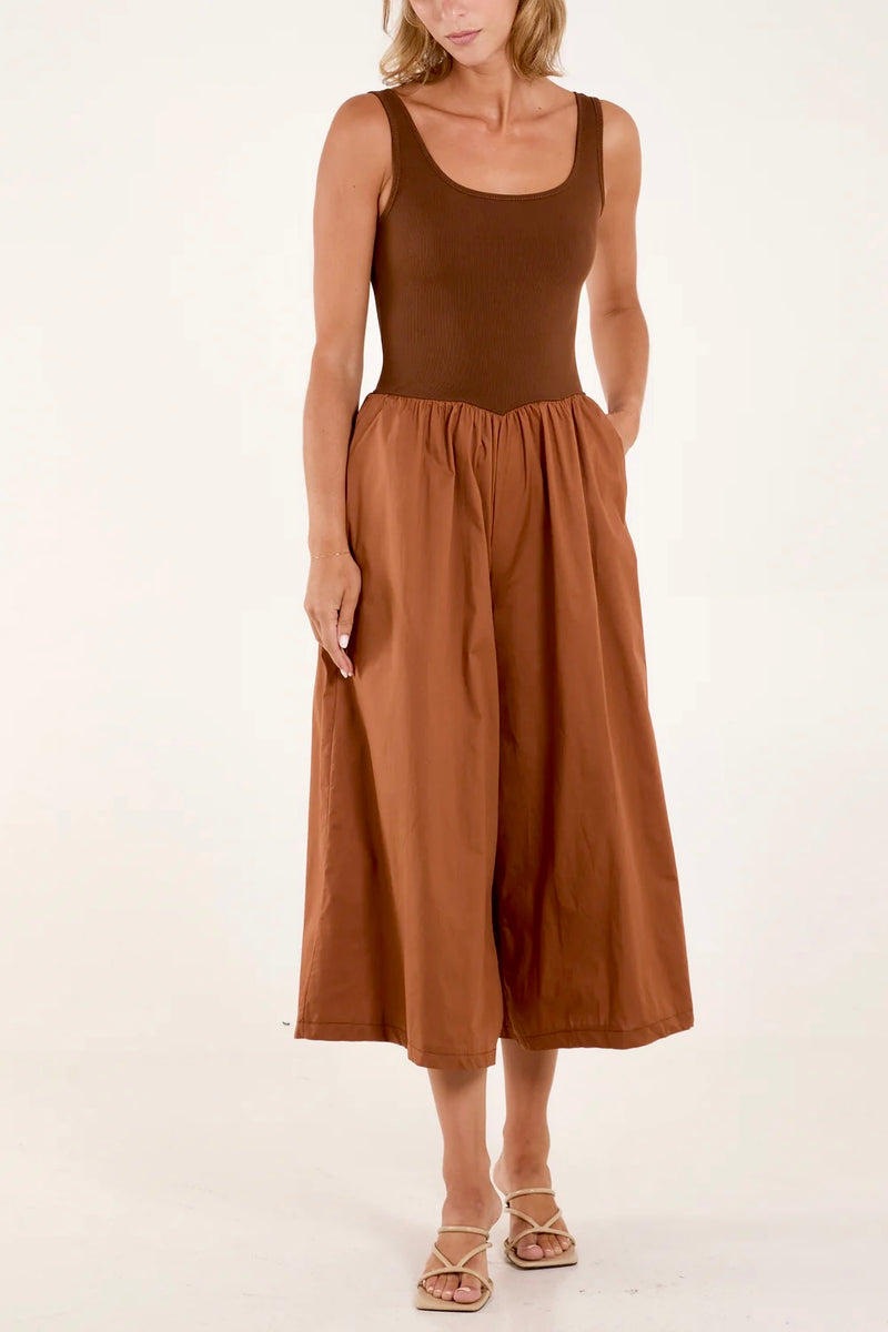 Leon - Ribbed Top Pocket Detail Midi Brown