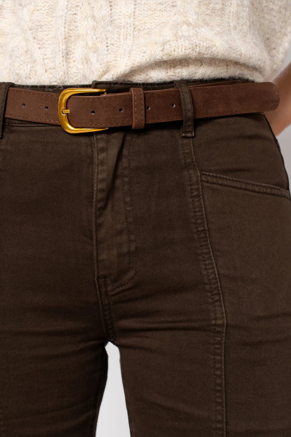 Kenny - Chocolate Belted Wide Leg Jeans
