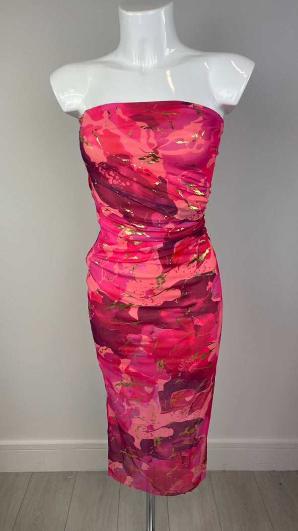 Chloe - Print Bandeau Dress Pink