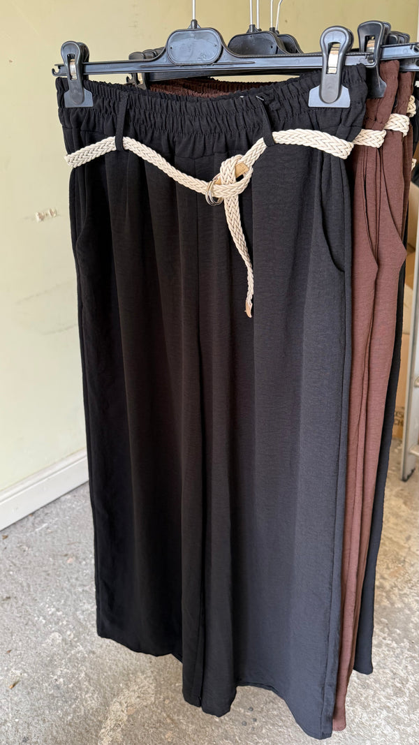 Cooper - Black Wide Leg Belted Trouser