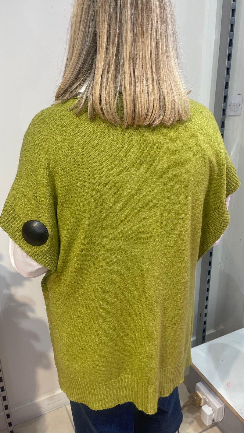 Toni - Green Soft Button Knit Tank