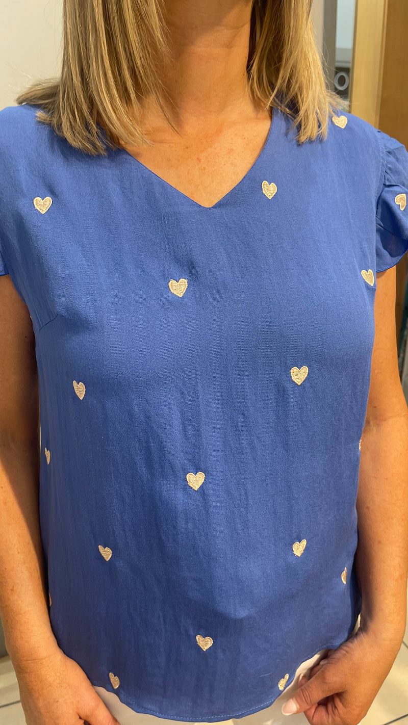 Ben - Royal/Gold Heart Detail Blouse