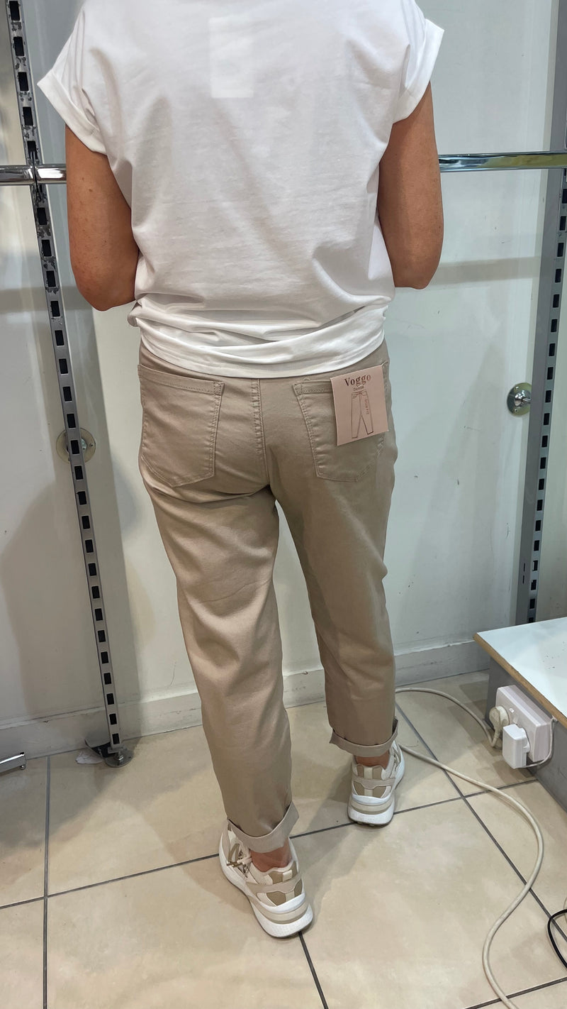 Yasmin - light Taupe 3/4 Length Mom Fit