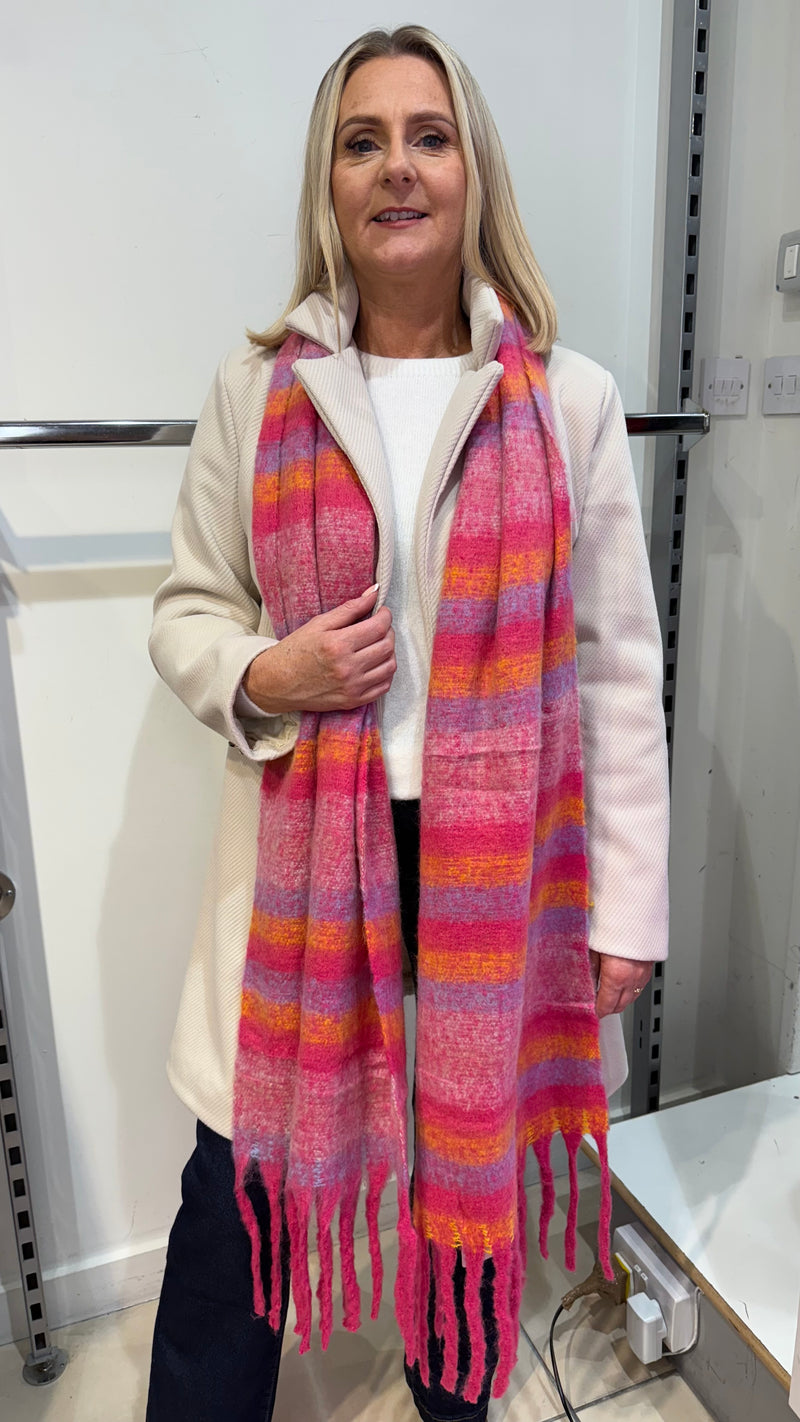 Joey - Pink/Orange Stripe Winter scarf