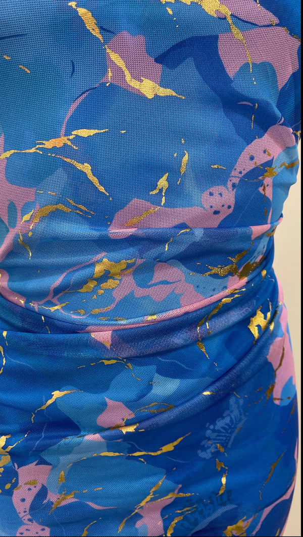 Chloe - Print Bandeau Dress Blue