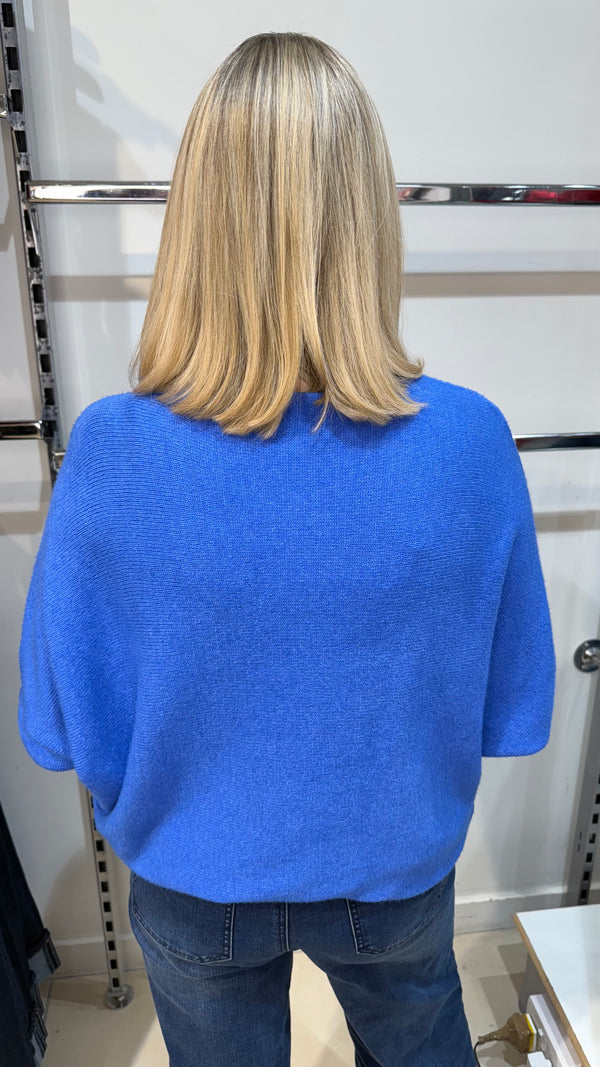 Orla - Cornflower Blue Soft Bat-Wing Jumper