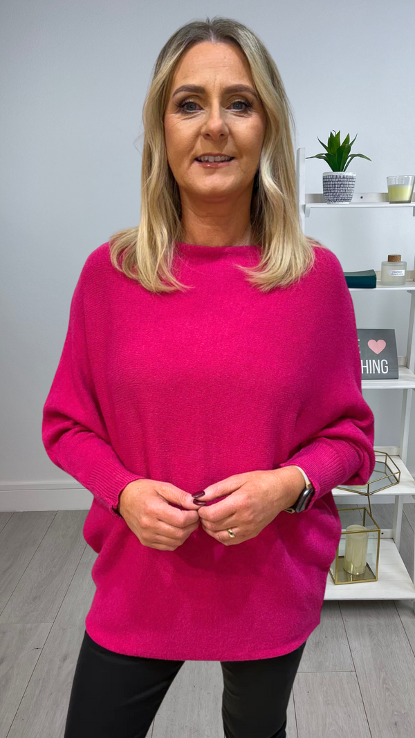 Orla - Cerise Soft Bat-Wing Jumper