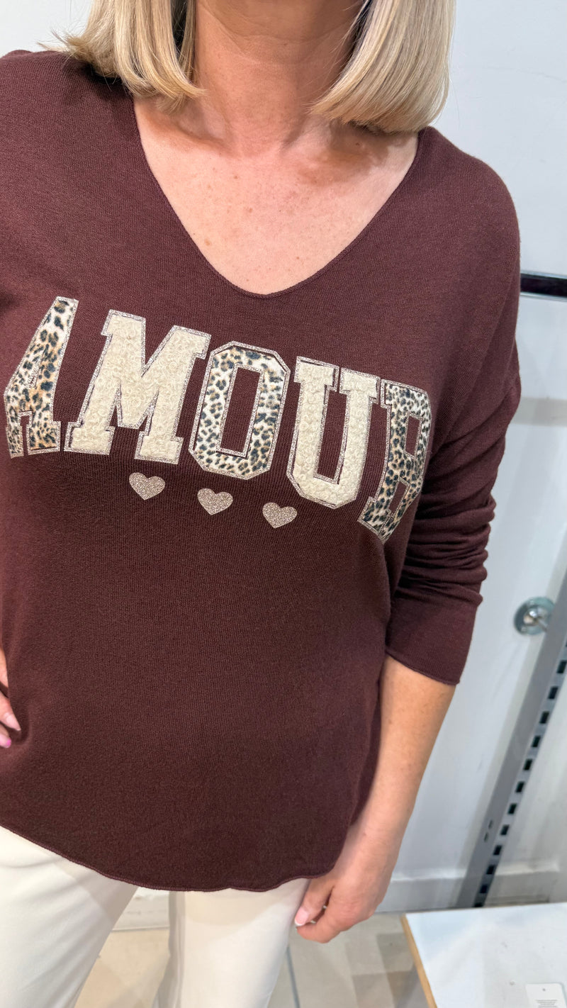 Freda - Brown Animal Amour Print Top