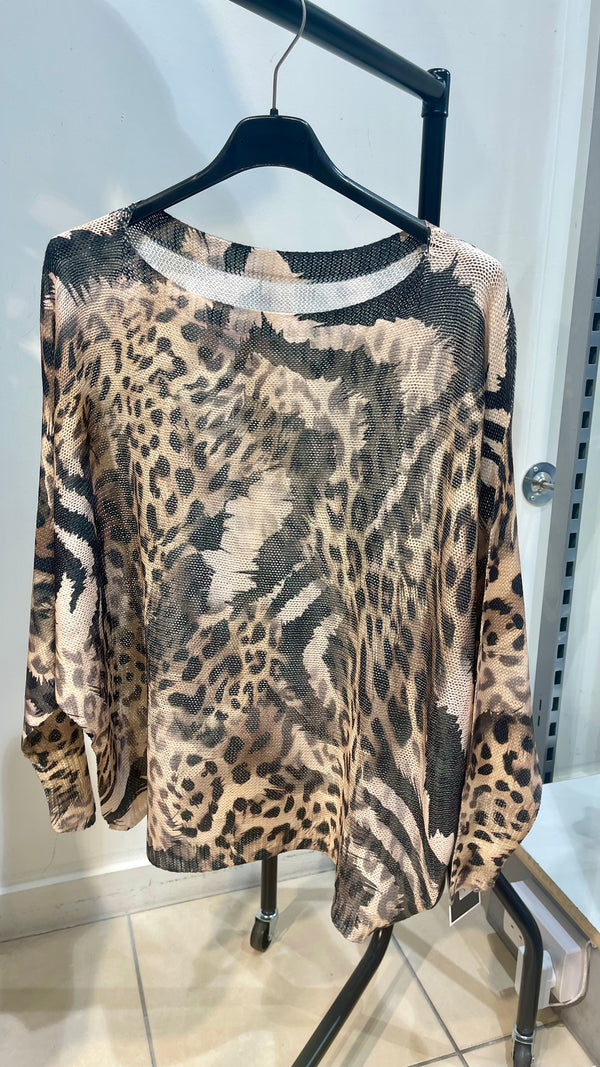 ellie - animal print fine knit brown/black