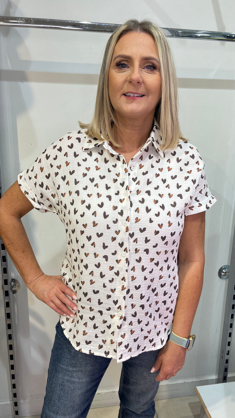 Kay - Chocolate Heart Cotton Top