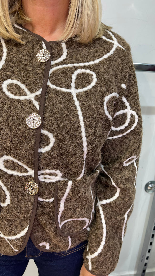 Maisy - Brown Rope Detail Fuzzy Jacket