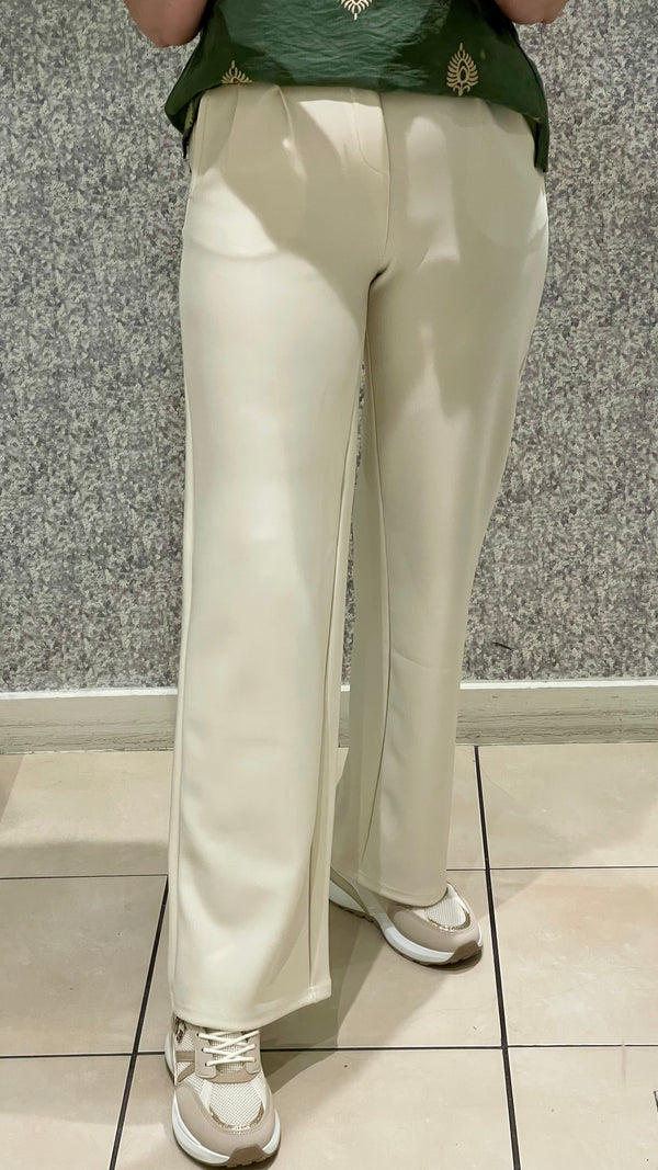 Poppy - Cream Stretch Flare Trouser