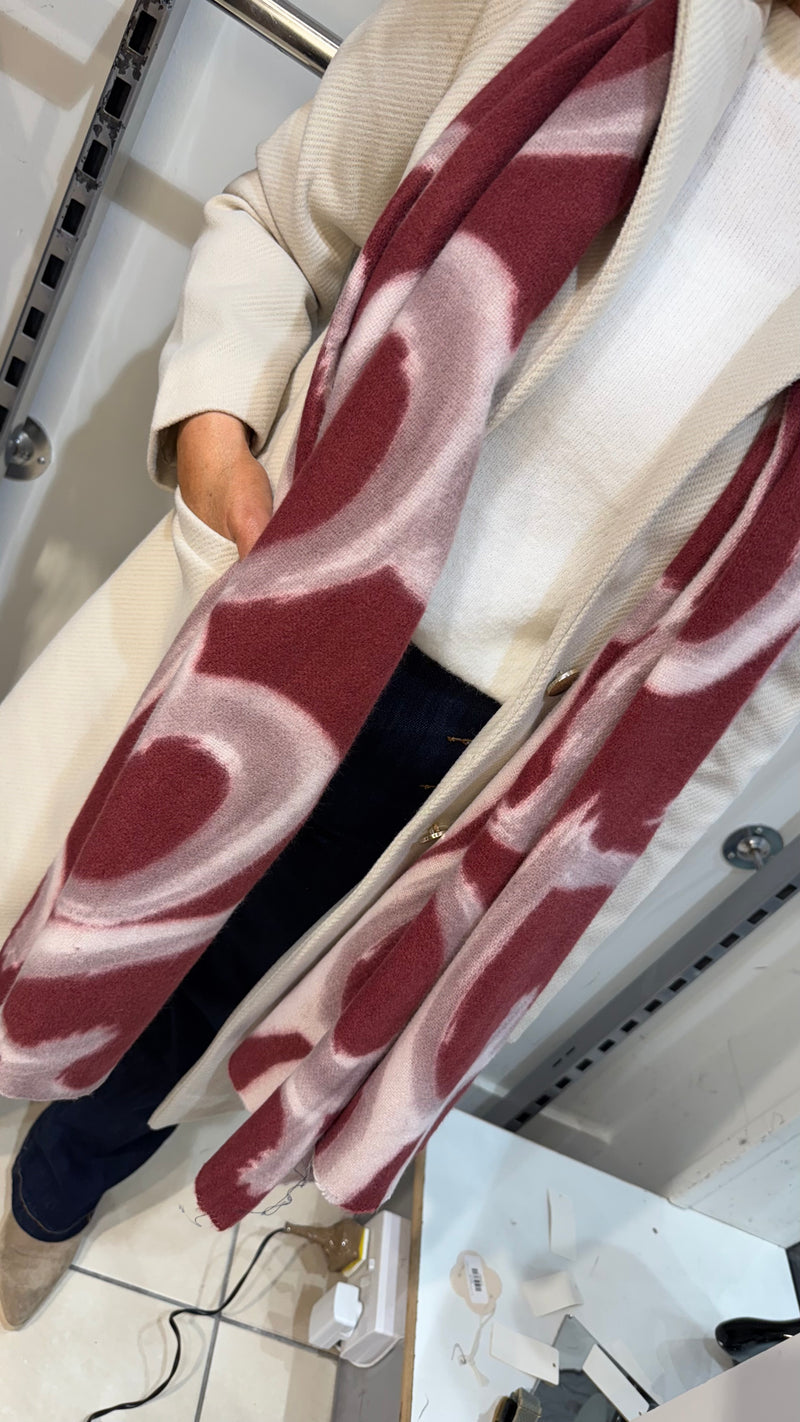 Sadie - Wine/Grey Heart Scarf