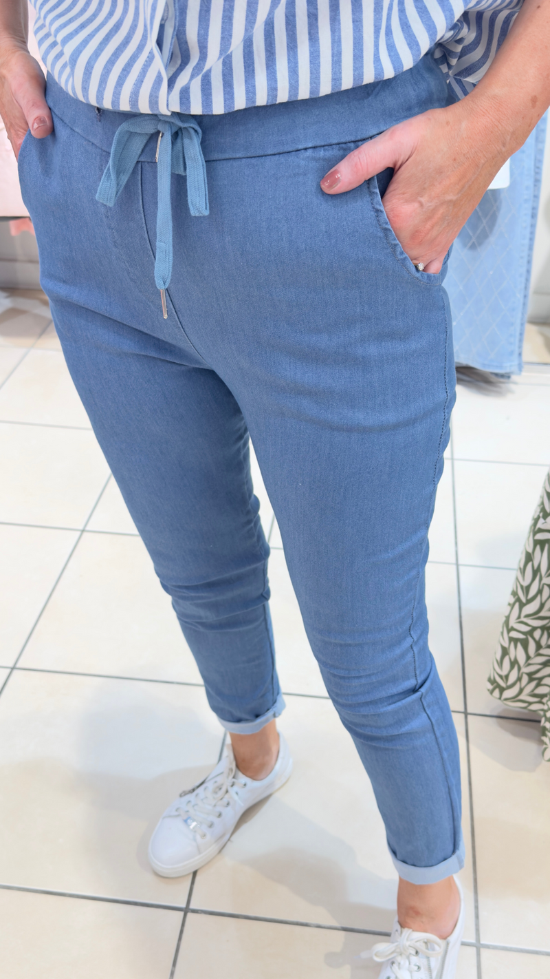 Frankie - Sugar Babe Light Denim Look Stretch Joggers