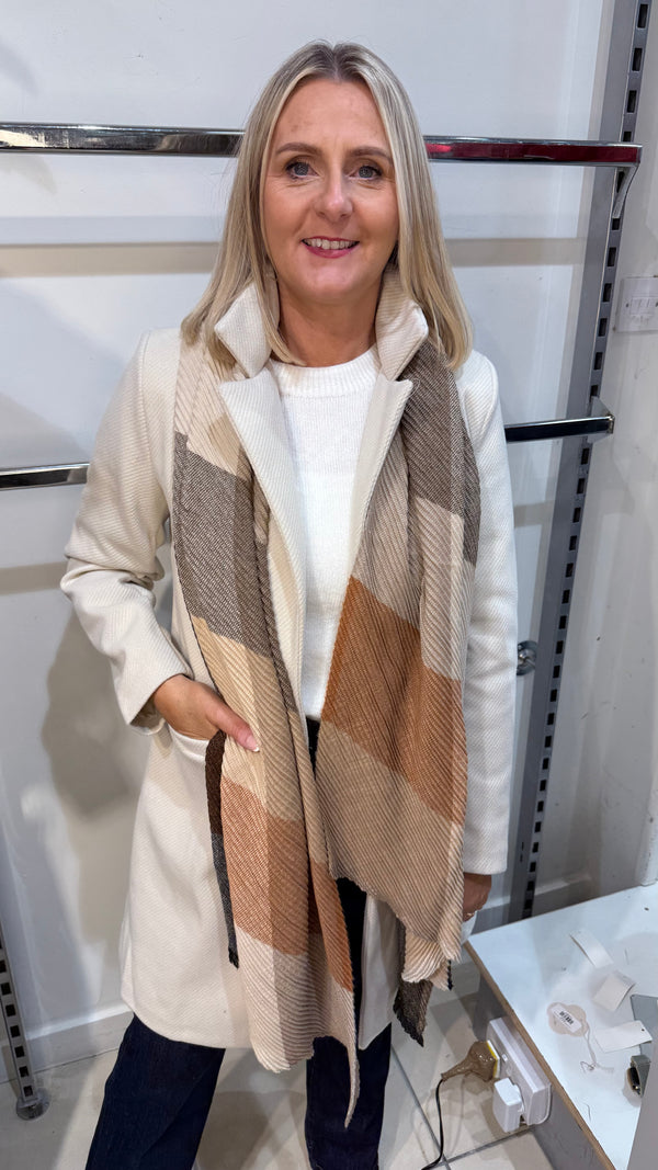 Fiona - Camel/Beige Ribbed Scarf