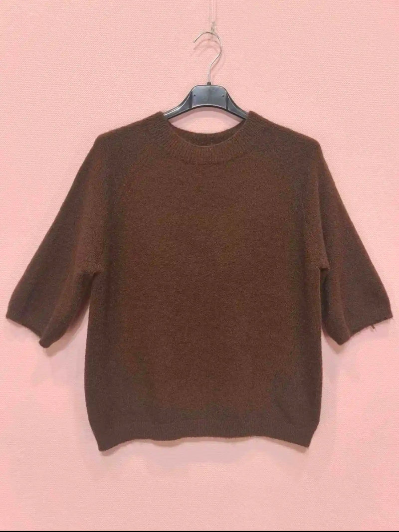 Darren - Brown Round Neck Soft knit jumper