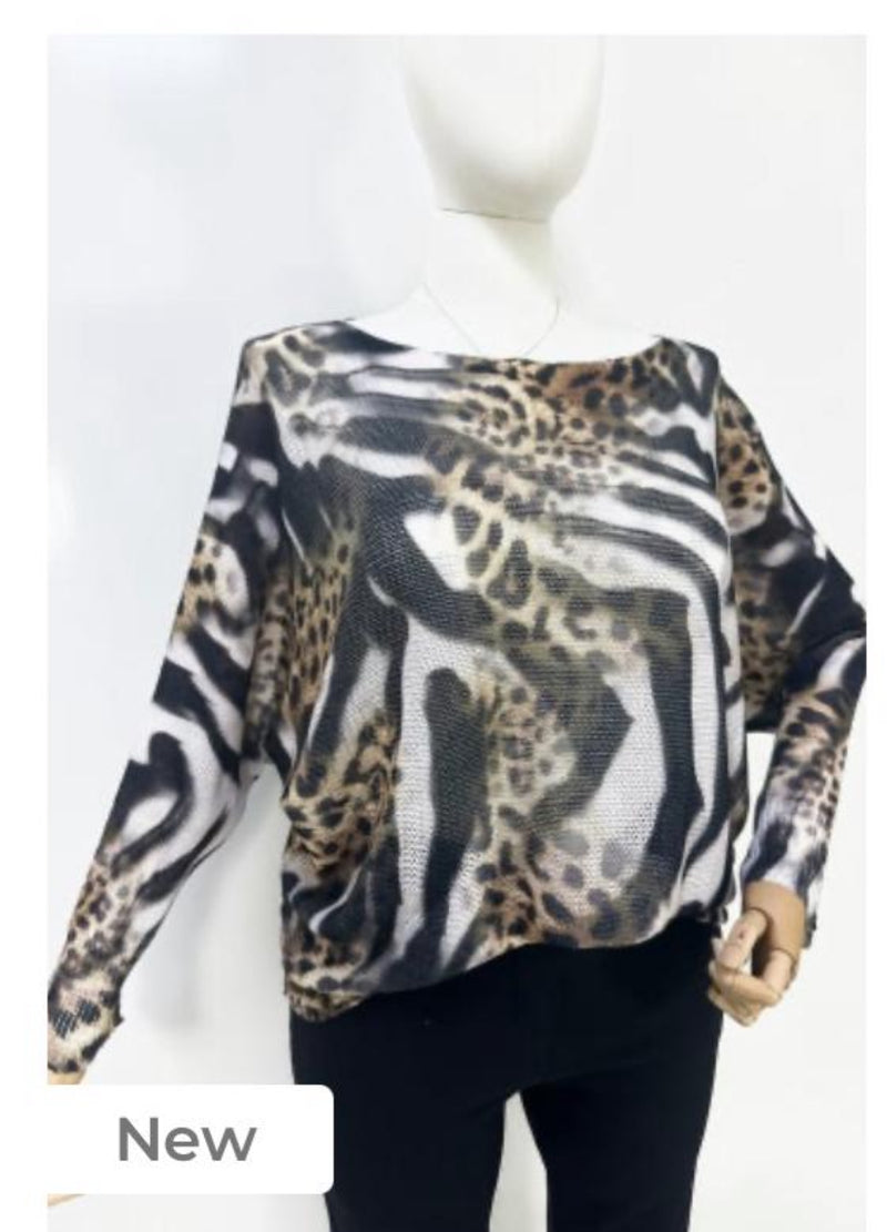 Ellie -  Zebra/Animal print fine knit