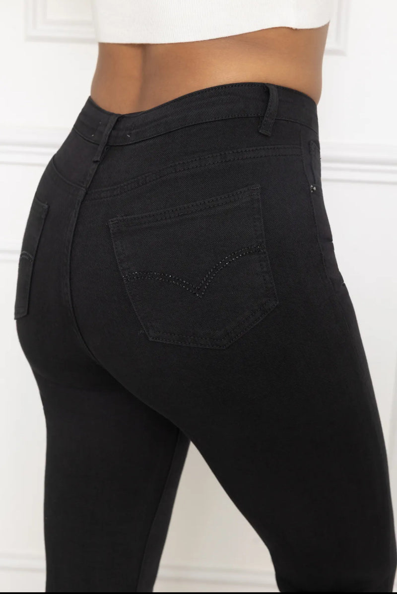 Nathan - Black Stretch Denim Crop Jeans