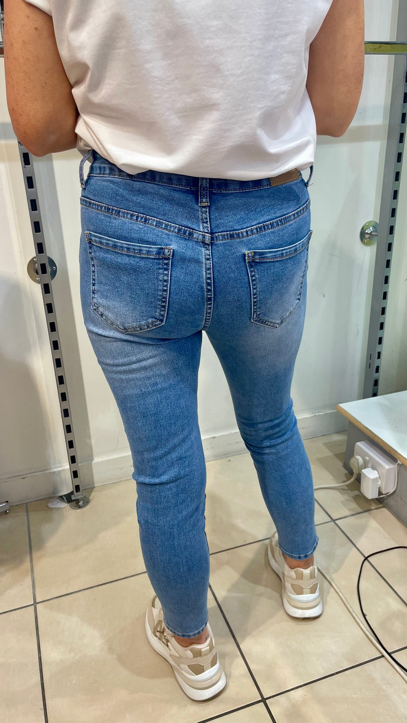 Fran - 3/4 Length Jeans Red Trim