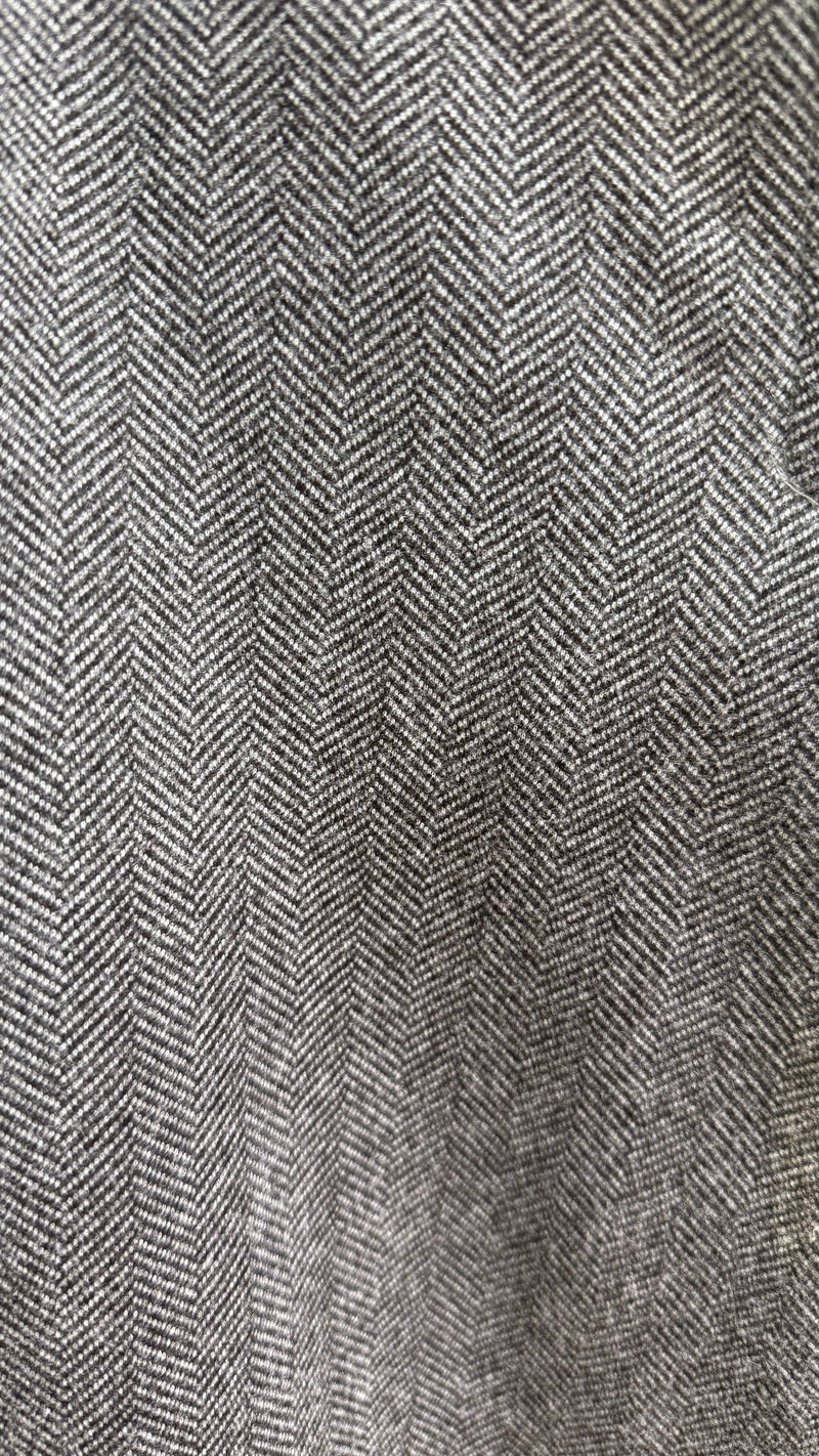 Naomi - Grey/Black Herringbone Belted Trousers