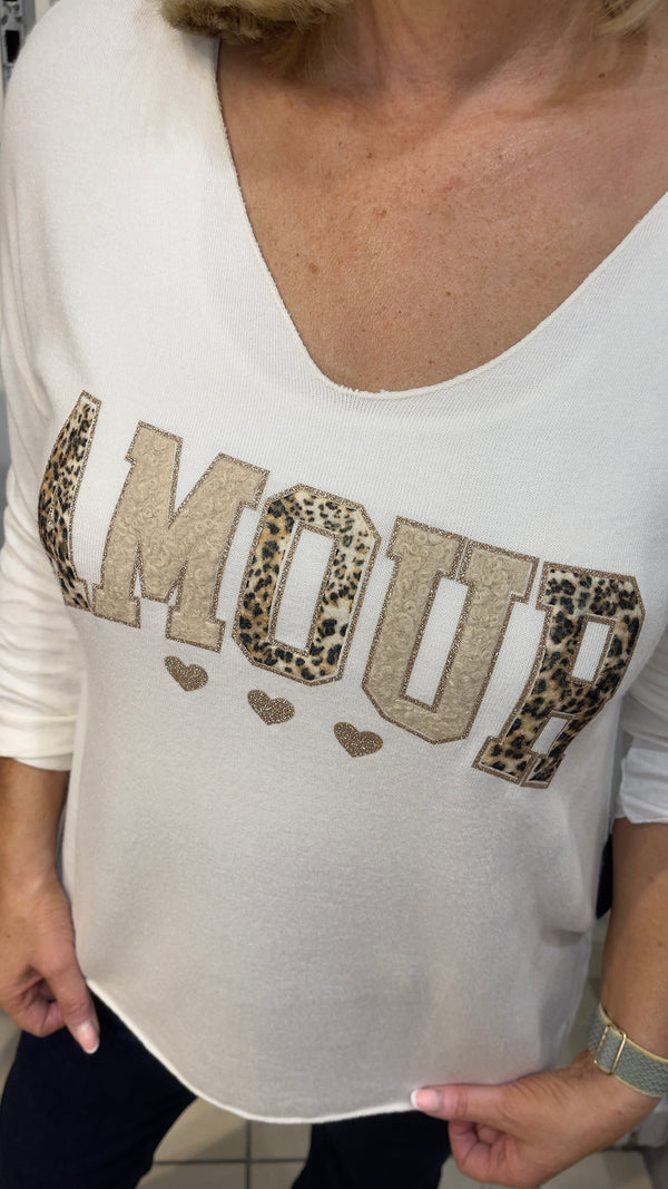 Freda - Cream Animal Amour Print Top