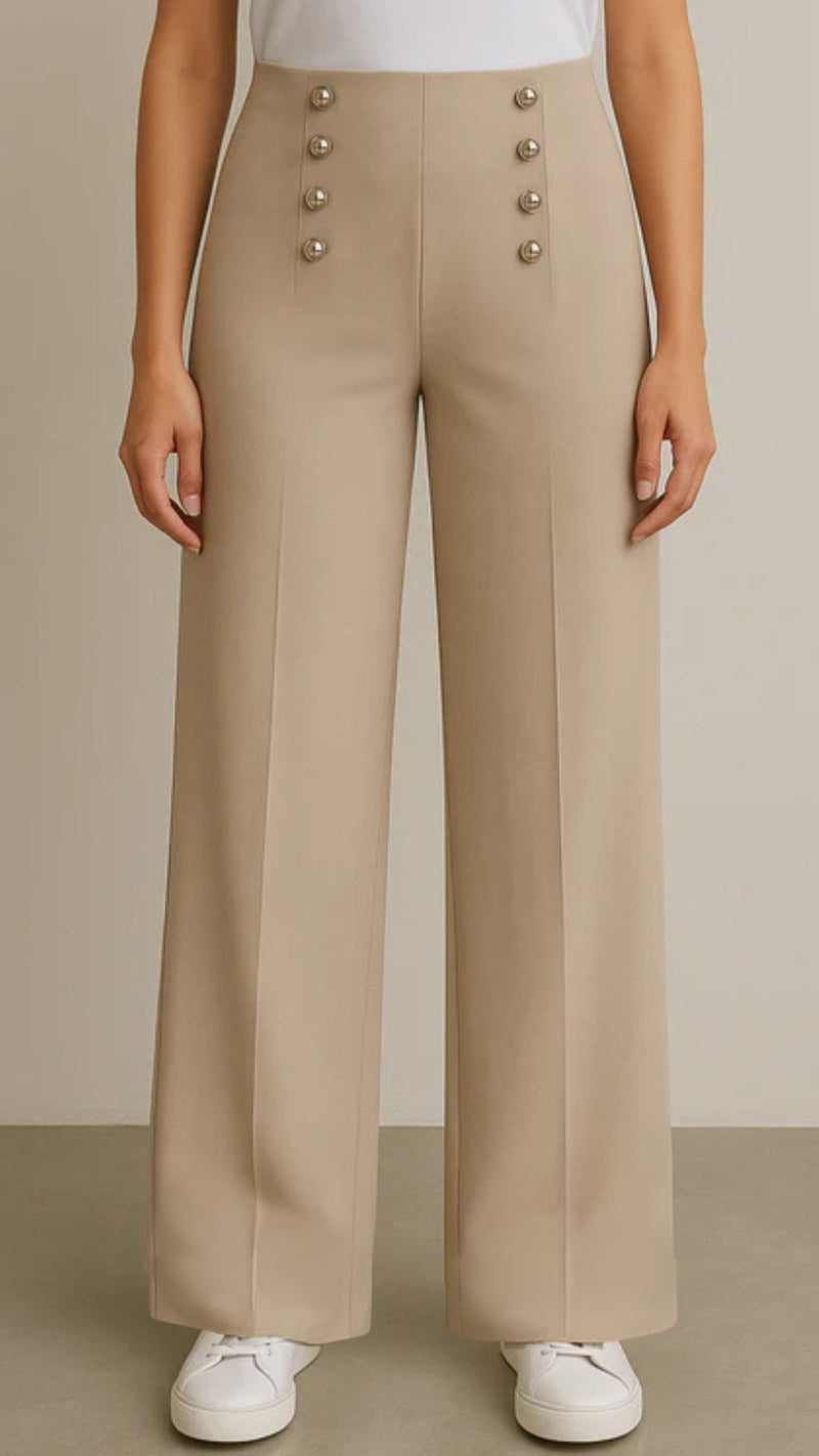 Kelly - Silver Stud Front Trousers Taupe