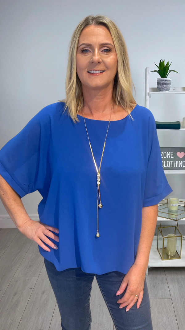 Judy - Royal Blue Necklace Top