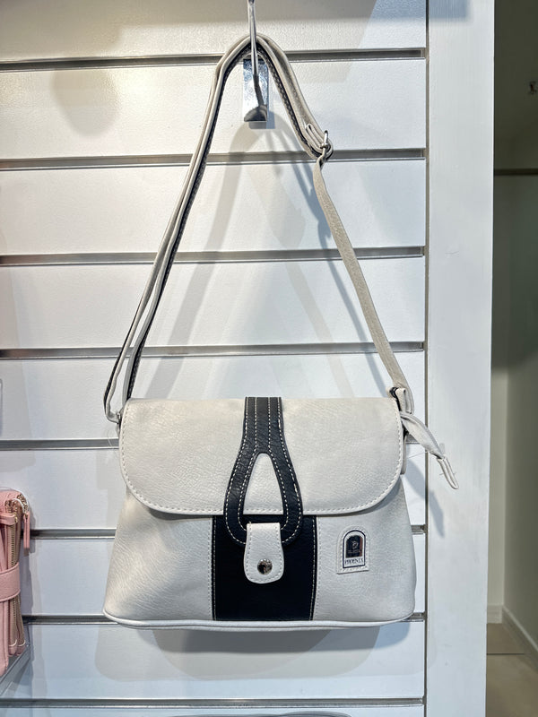 Amber - Cut-Out Flap Stone/Black Bag