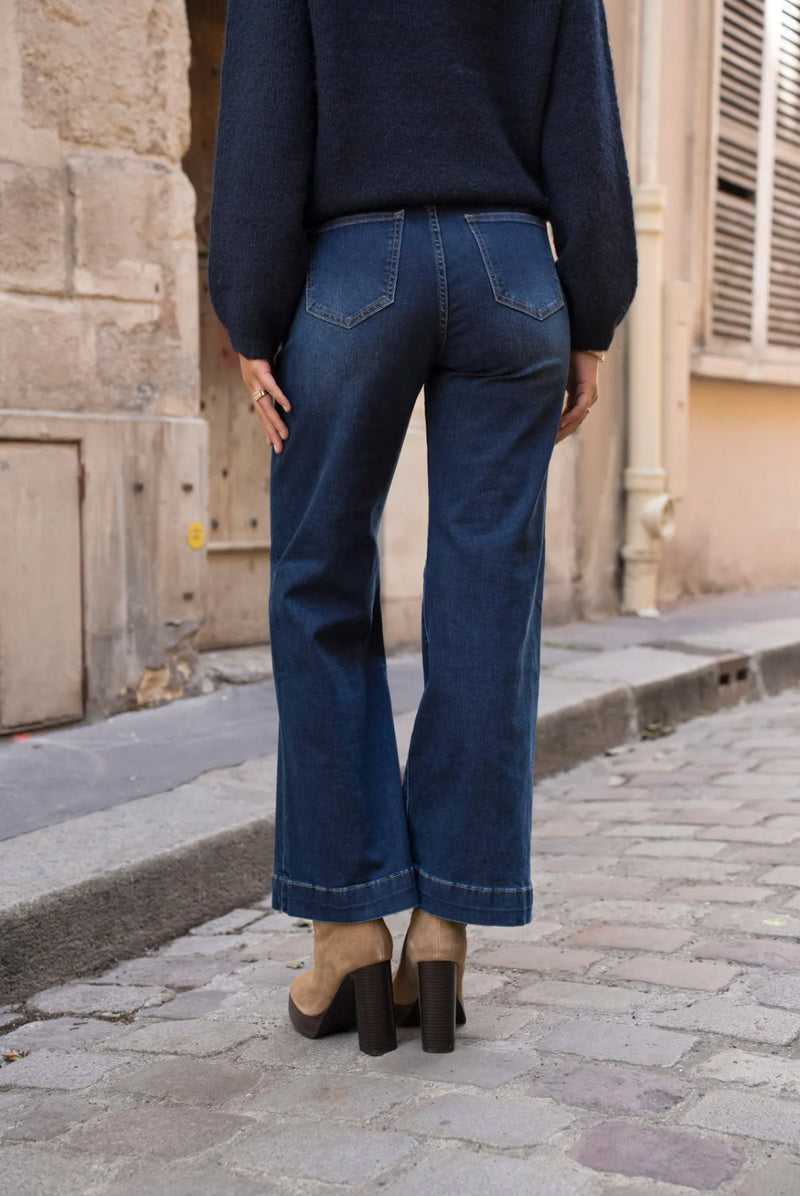Harper - Indigo Denim Button Stretch Jeans