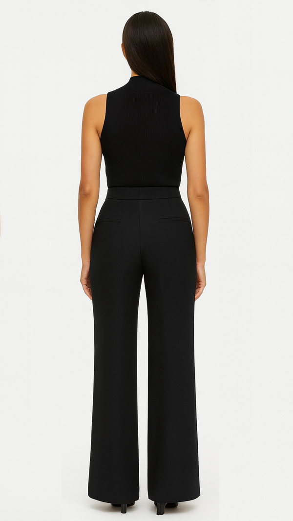 Kelly - Silver Stud Front Trousers Black