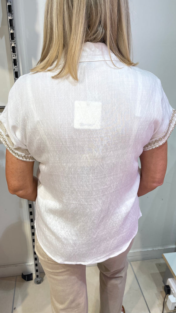 Kayla - Gold Embroidery Shirt