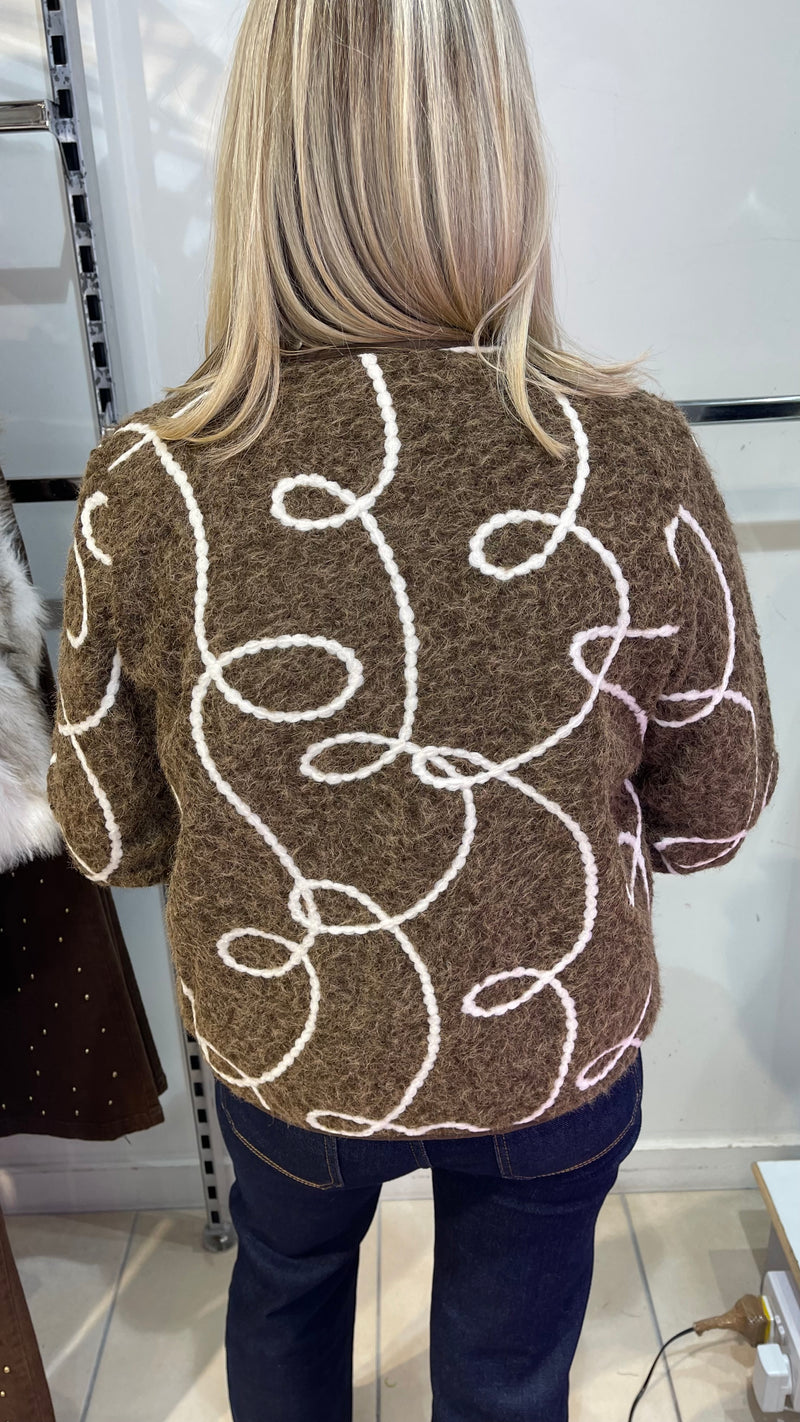 Maisy - Brown Rope Detail Fuzzy Jacket