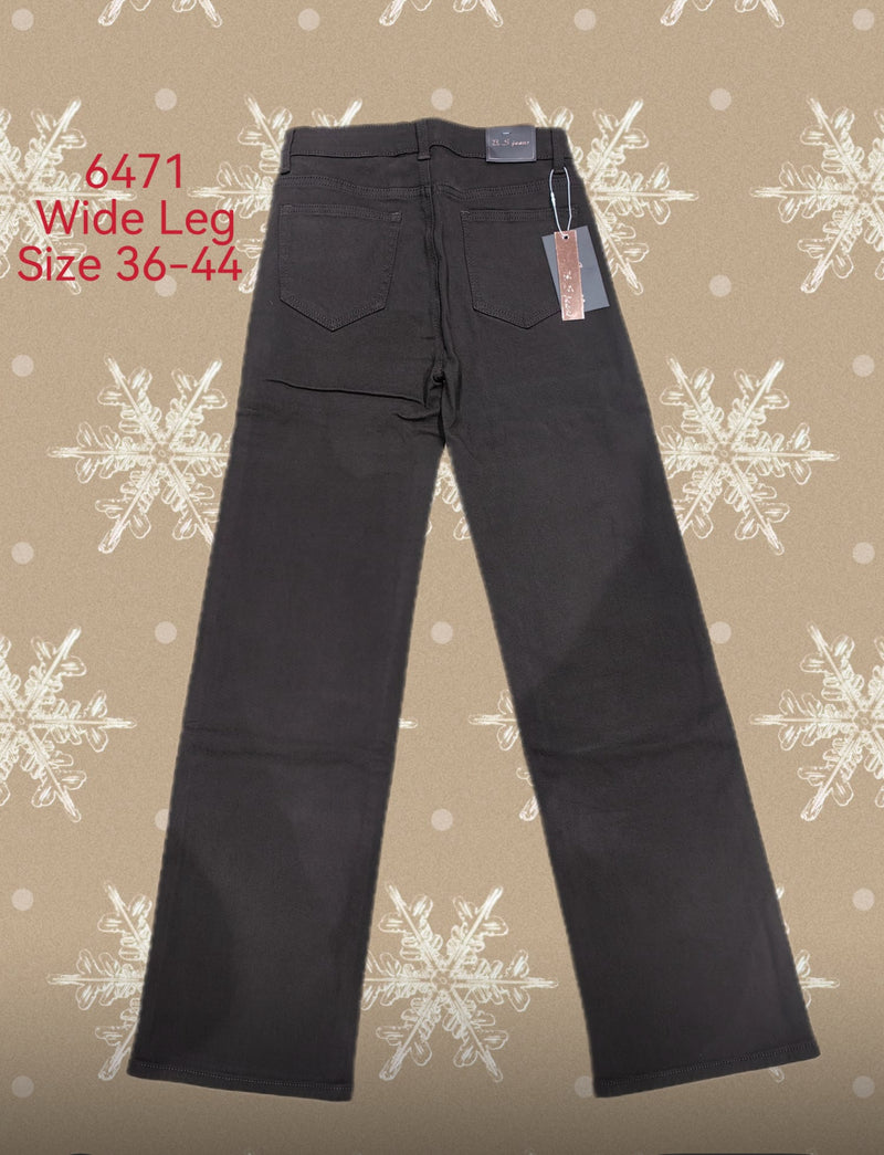 Lizzie - Choc Brown Wide Leg Cotton Jeans