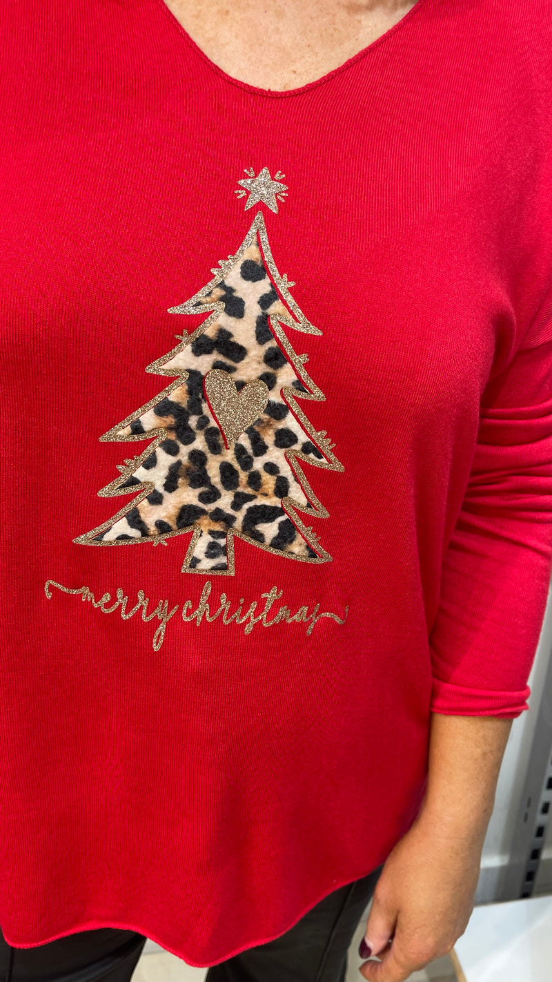 Mandy - Red Xmas Tree Merry Christmas Top