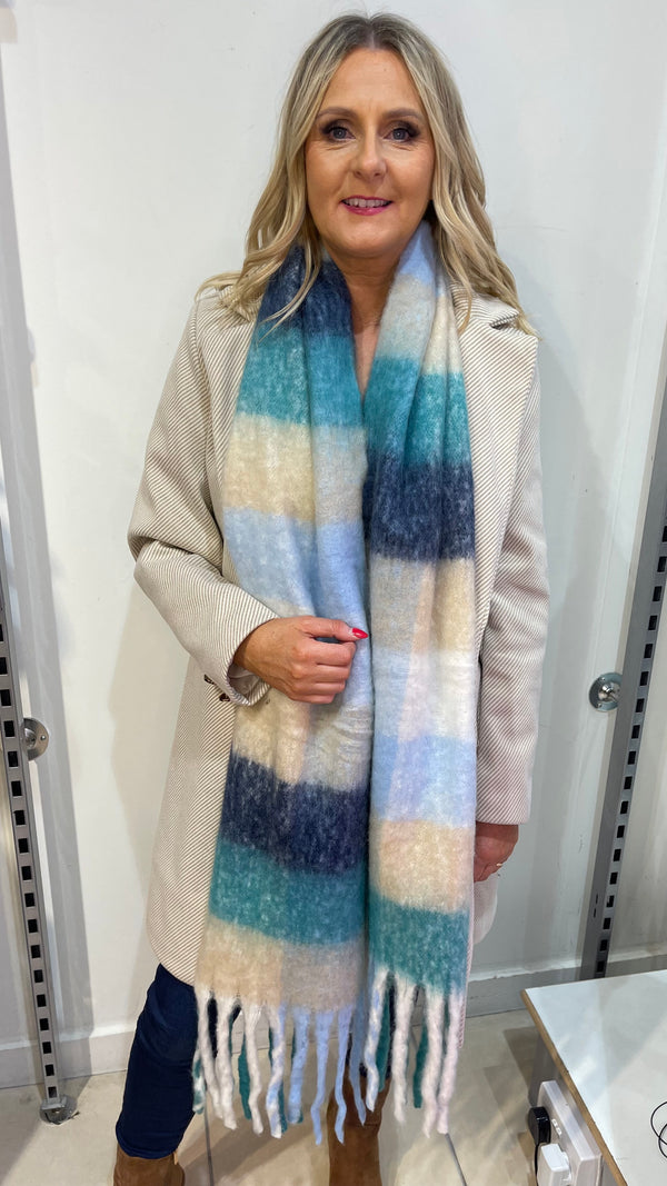 Jodie - Green/Sky Winter Scarf