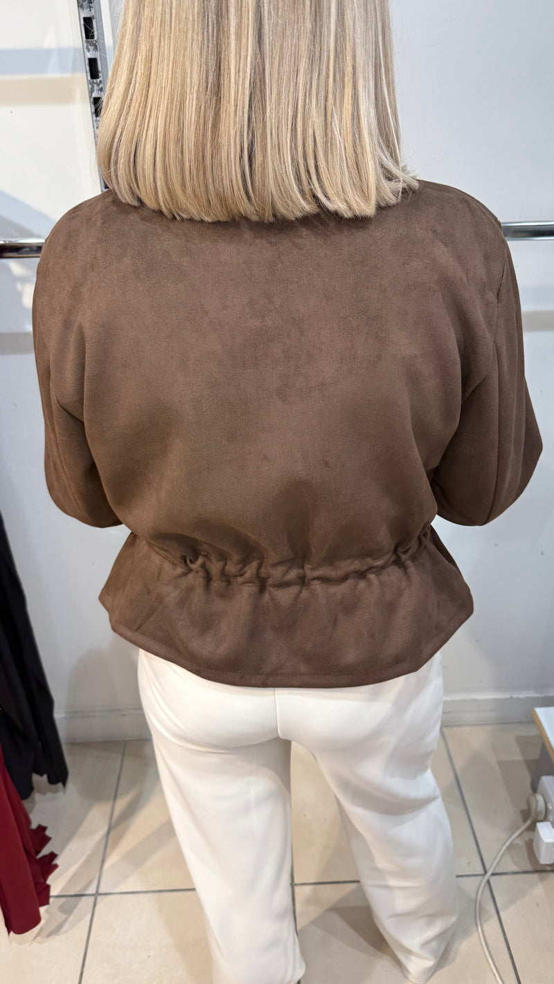 Jasper - Chocolate Suede Look Pocket Jacket