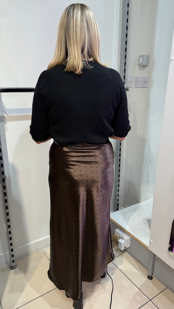 Paris - Brown Polka Dot Midi Skirt
