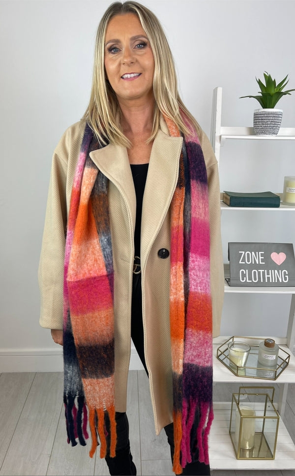 Jodie - Pink Multicolour Winter Scarf