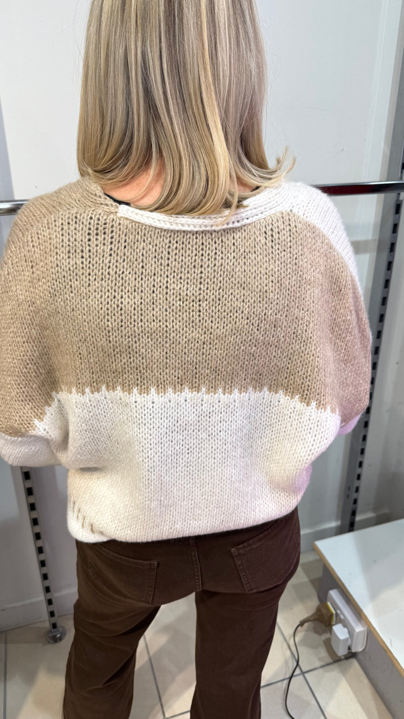 Barbara Beige/Cream Chunky Knitted Cardigan