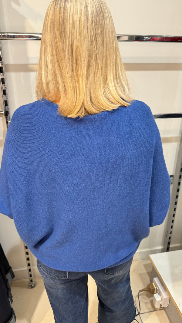 Orla - Denim Blue Soft Bat-Wing Jumper
