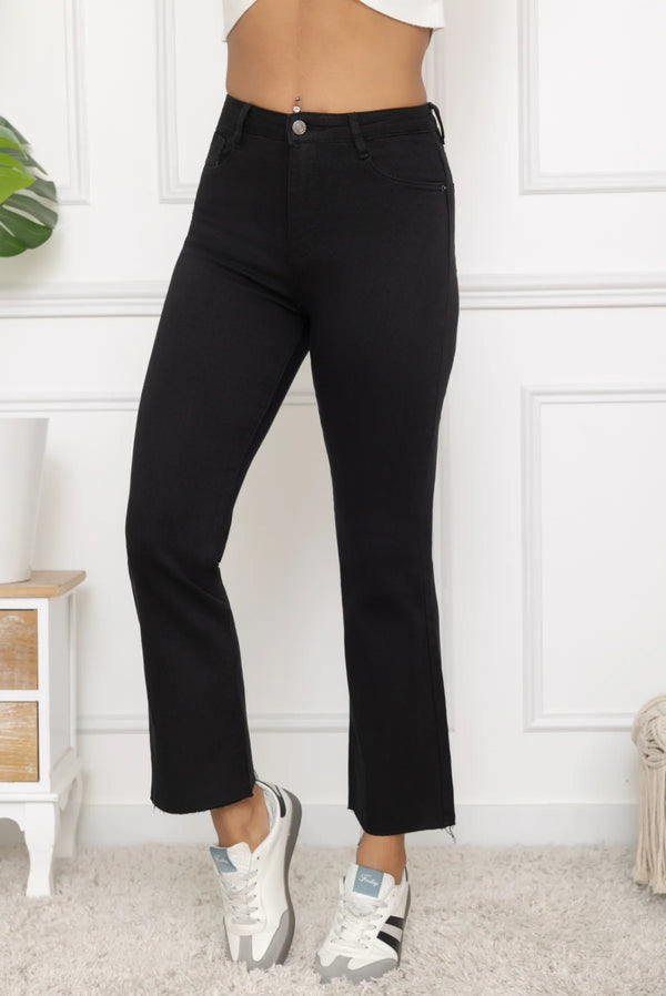 Nathan - Black Stretch Denim Crop Jeans