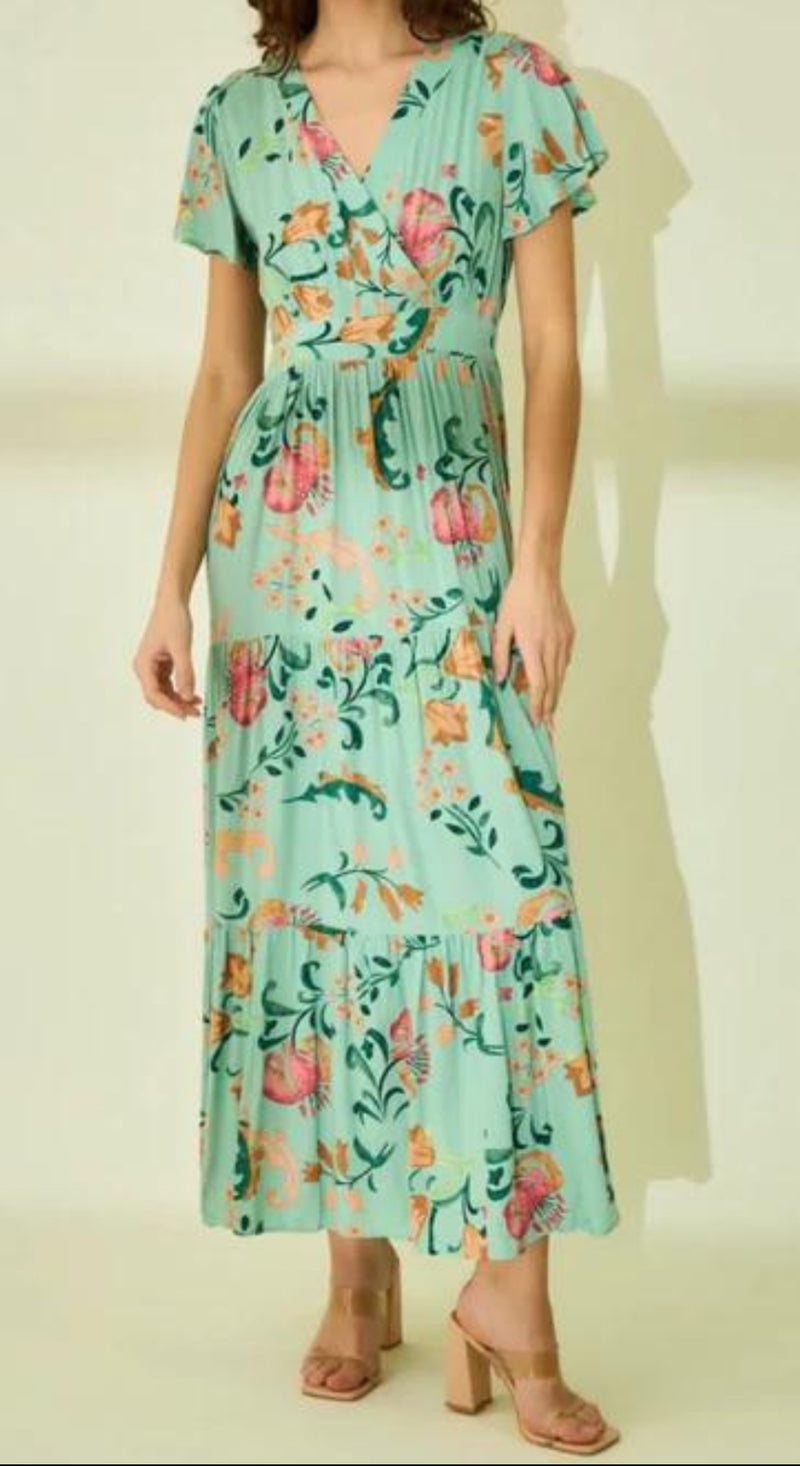 Della - Green Floral Maxi Dress