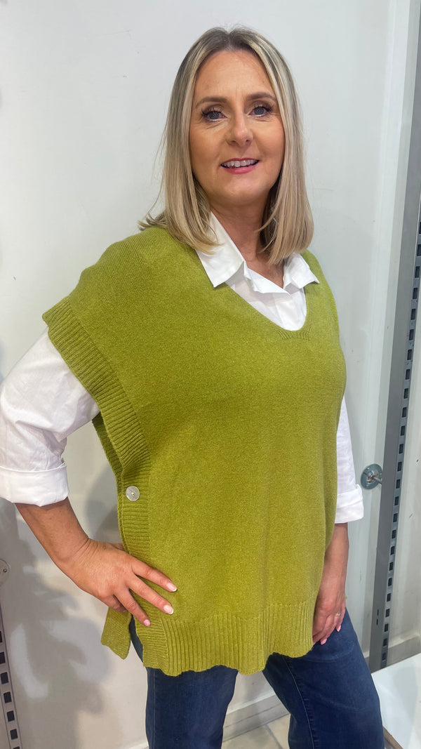 Toni - Green Soft Button Knit Tank