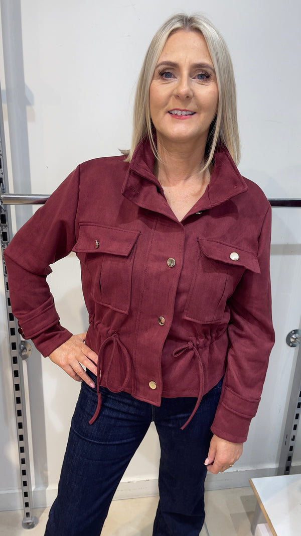 Jasper - Wine Suede Look Pocket Jacket