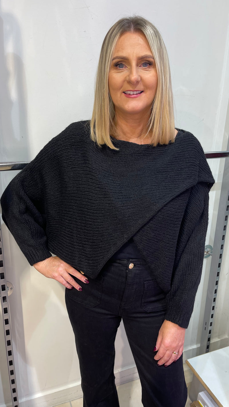 Emer - Black Diagonal Knit