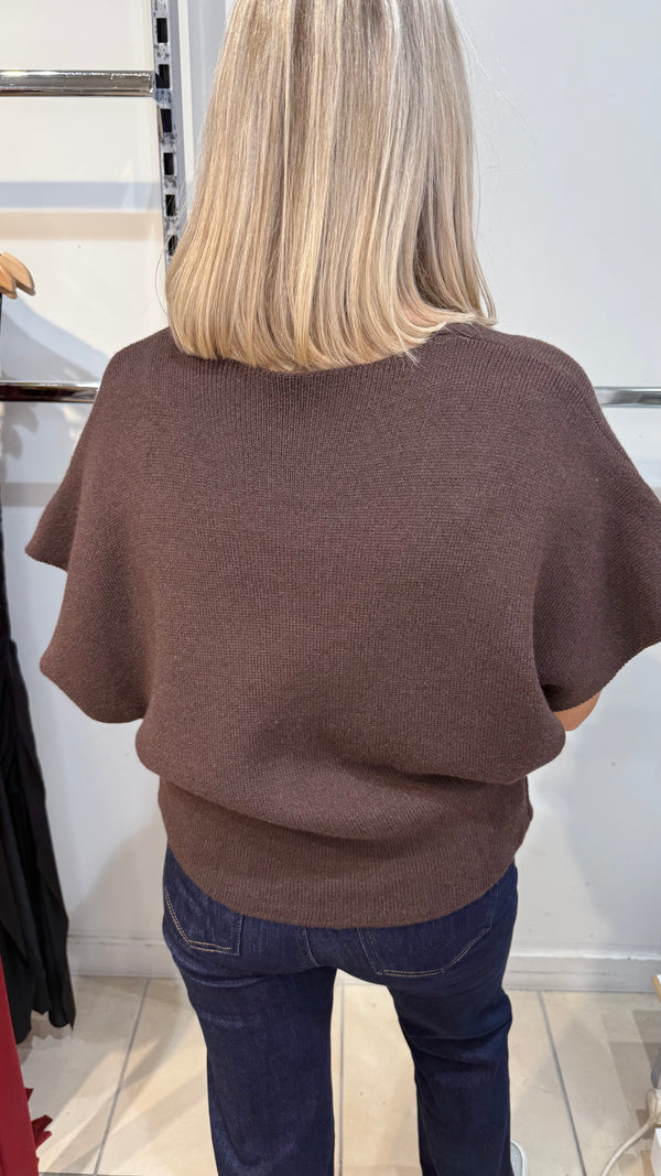 Sheena - Chocolate Gold Button knit